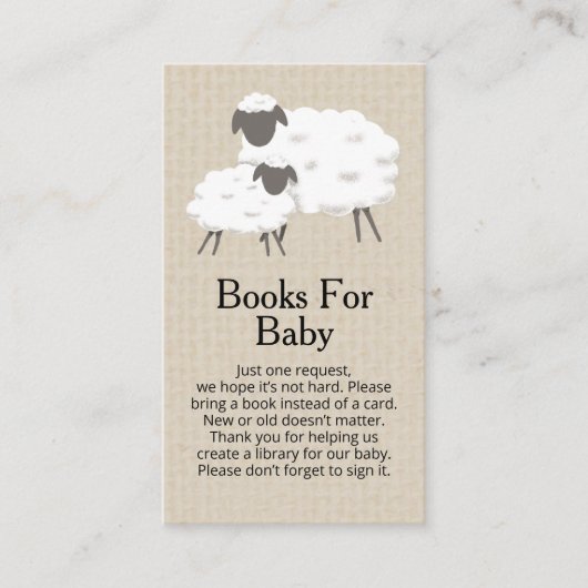 A Sweet Little Lamb Books voor Baby Enclosure Kaar Visitekaartje (Voorkant)