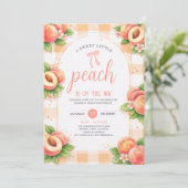 A Sweet Little Peach Birthday Invitation Kaart (Staand voorkant)