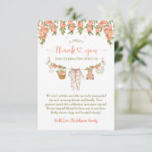 A Sweet Little Peach Clothesline Baby Shower Bedankkaart (Staand voorkant)