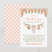 A Sweet Little Peach Clothesline Baby Shower Bedankkaart (Voorkant / Achterkant)