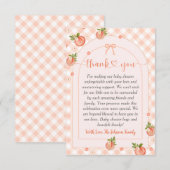 A Sweet Little Peach Gingham Baby Shower Bedankkaart (Voorkant / Achterkant)