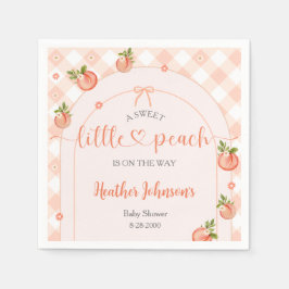 A Sweet Little Peach Gingham Baby Shower Servet