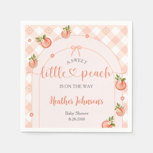A Sweet Little Peach Gingham Baby Shower Servet (Voorkant)