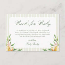 A Sweet Little Pear Baby shower Boeken voor Baby Informatiekaartje
