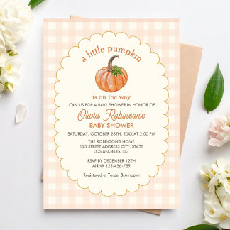 A sweet Little Pumpkin is on the way baby shower Kaart
