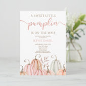 A Sweet Little Pumpkin Pink Orange Baby Shower Kaart (Staand voorkant)