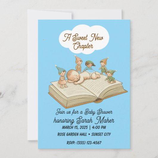 A Sweet New Chapter Storybook Baby Shower Invitati Kaart (Voorkant)