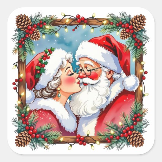 A Sweet Old-Fashioned Christmas | Mr and Mrs Claus Vierkante Sticker (Voorkant)