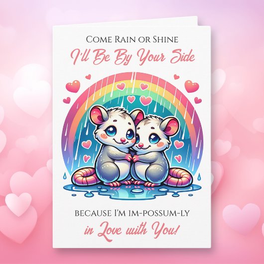 A Sweet Possum Themed Valentine's Day  Kaart