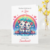 A Sweet Possum Themed Valentine's Day Kaart (Gele Bloem)
