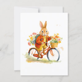 A SWEET RABBIT WITH A BIKE Art Postcard  Briefkaart