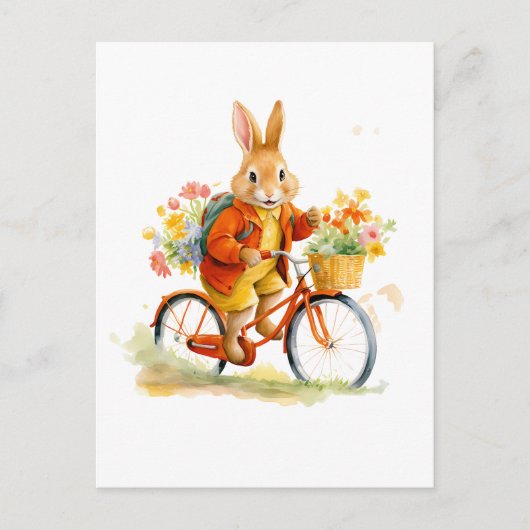 A SWEET RABBIT WITH A BIKE Art Postcard  Briefkaart (Voorkant)
