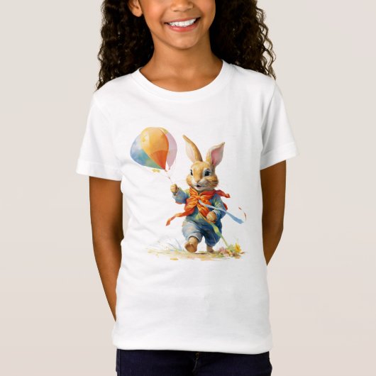 A SWEET RABBIT WITH BALLOONS T-SHIRT (Voorkant)