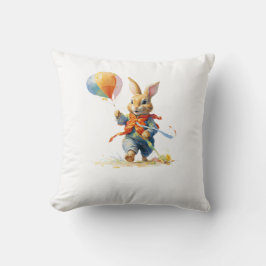 A SWEET RABBIT WITH BALLOONS Throw Pillow Kussen