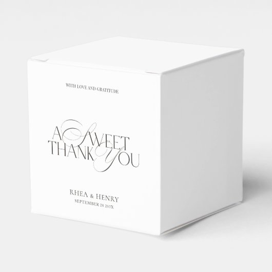 A Sweet Thank You Modern Wedding Favor Boxes Bedankdoosjes (Voorkant Zijde)
