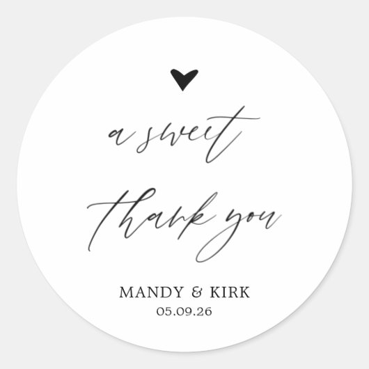 A Sweet Thank You Personalized Favor Sticker (Voorkant)