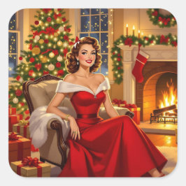 A Sweet Vintage Christmas  Vierkante Sticker