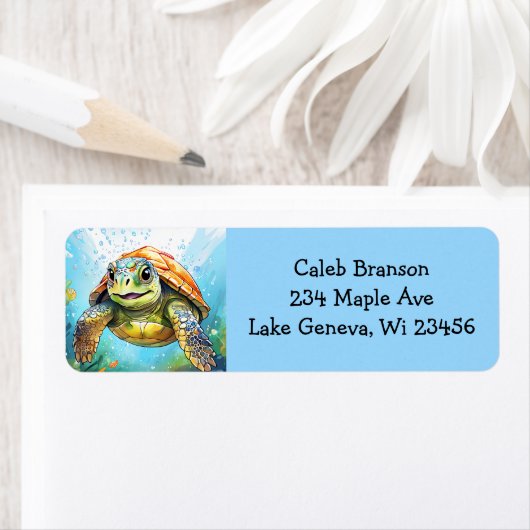 A Swimming Sea Turtle Etiket (Insitu)