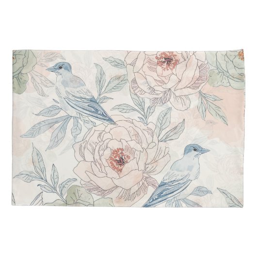 A symphony of song and petals pattern kussensloop (Achterkant)