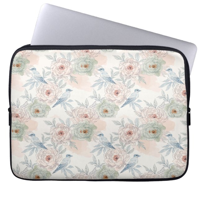 A symphony of song and petals pattern laptop sleeve (Voorkant)