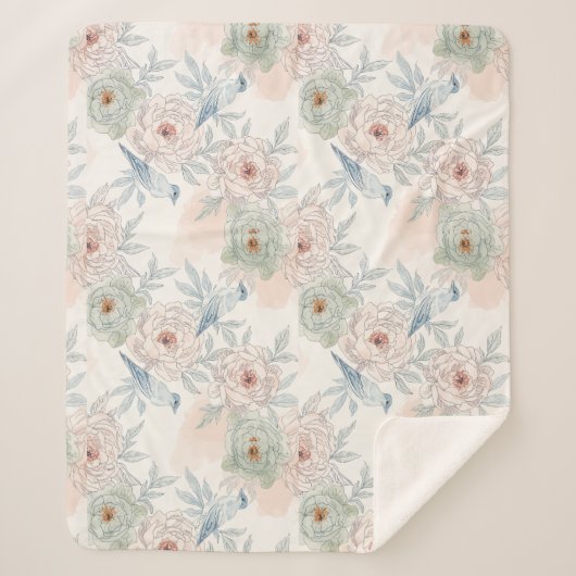 A symphony of song and petals pattern sherpa deken (Voorkant)