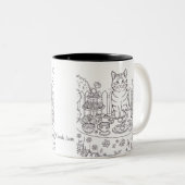 A Tabby Cat & Tea Party Mug Tweekleurige Koffiemok (Voorkant rechts)