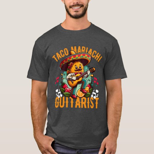 A taco playing the guitar in a mariachi band funny t-shirt (Voorkant)