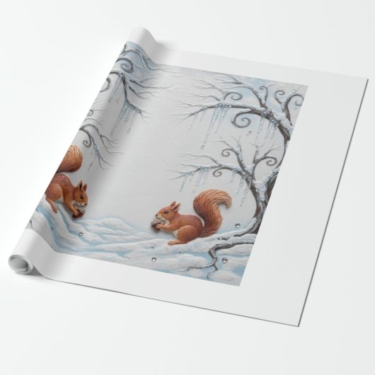 A Tale Between Branches and Snowflakes Cadeaupapier (Uitgerold)