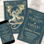 A Tale of Dragon Love | Tarot Wedding Invitation Kaart
