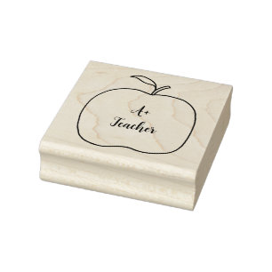 A + Teacher, Apple omtrek rubberen stempels, Jouw Rubberstempel