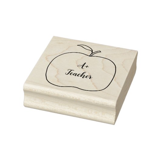 A + Teacher, Apple omtrek rubberen stempels, Jouw Rubberstempel (Stempel)