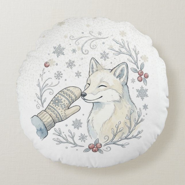 A Tender Winter Boop Rond Kussen (Voorkant)