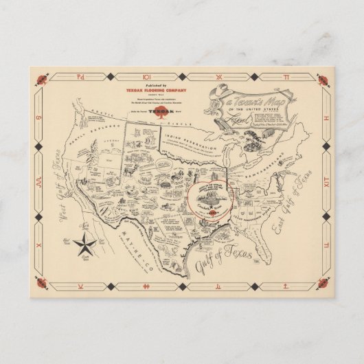A Texan's Map of the United States (of Texas) Briefkaart (Voorkant)
