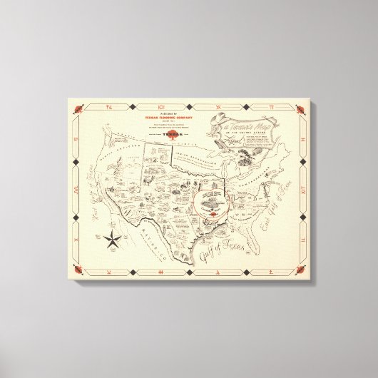 A Texan's Map of the United States (of Texas) Canvas Afdruk (Voorkant)
