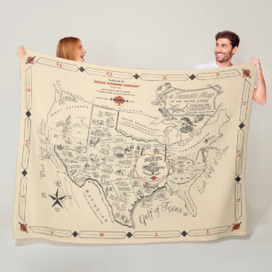 A Texan's Map of the United States (of Texas) Fleece Deken