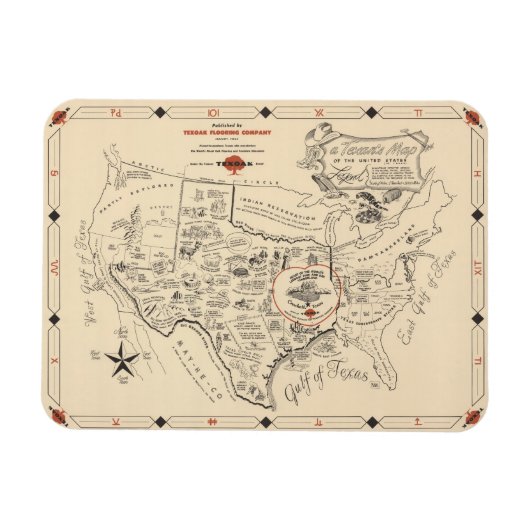 A Texan's Map of the United States (of Texas) Magneet (Horizontaal)