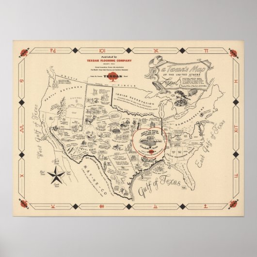 A Texan's Map of the United States (of Texas) Poster (Voorkant)