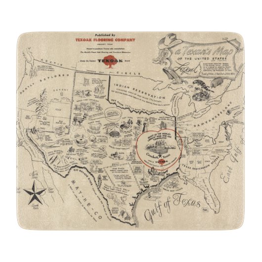A Texan's Map of the United States (of Texas) Snijplank (Voorkant)