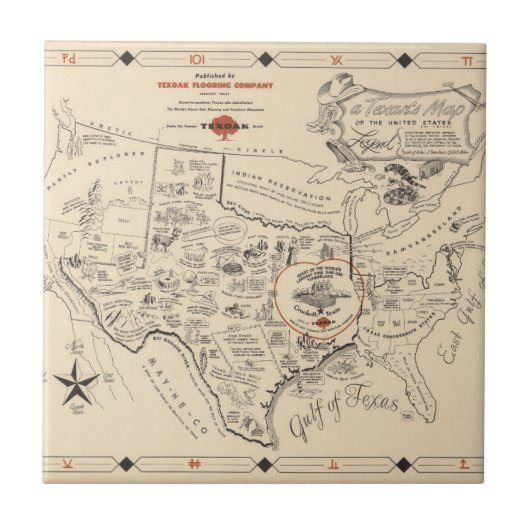 A Texan's Map of the United States (of Texas) Tegeltje (Voorkant)