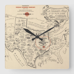 A Texan's Map of the United States (of Texas) Vierkante Klok