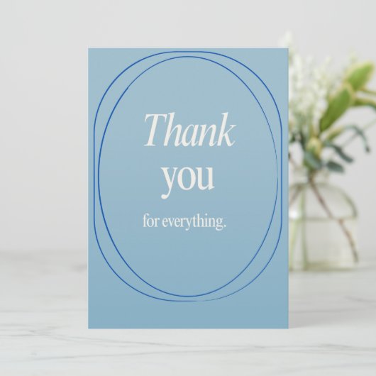 A thank you card for different occasions in blue bedankkaart (Staand voorkant)