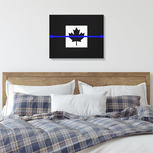 A Thin Blue Line Canadese vlag Canvas Afdruk (Insitu (Slaapkamer))