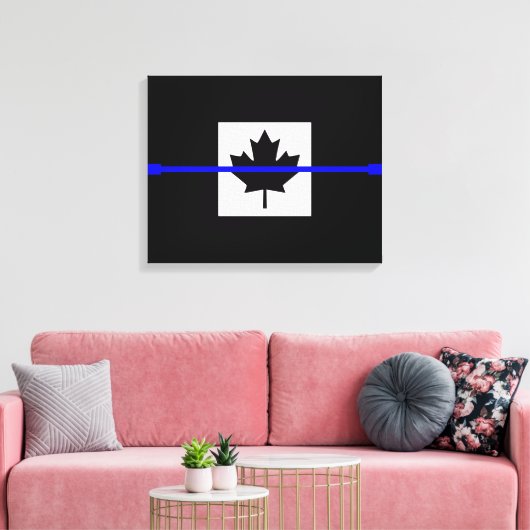 A Thin Blue Line Canadese vlag Canvas Afdruk (Insitu (Woonkamer))