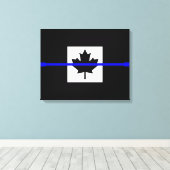 A Thin Blue Line Canadese vlag Canvas Afdruk (Insitu (Houten vloer))