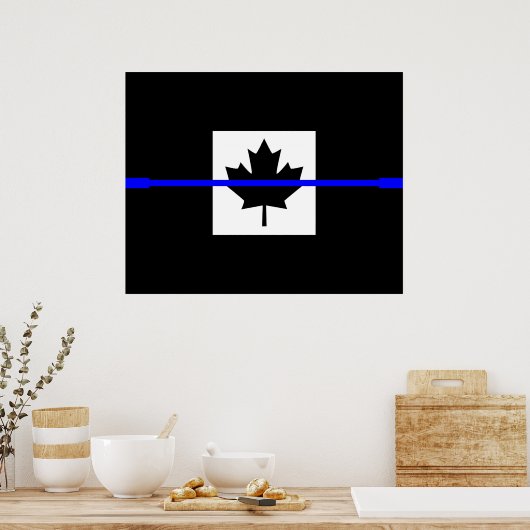 A Thin Blue Line Canadese vlag Poster (Keuken)
