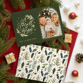 A Thrill of Hope Green & Gold Arch Photo Religious Folie Feestdagenkaart