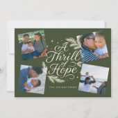 A Thrill of Hope Green Religious 4 Photo Collage Feestdagenkaart (Voorkant)