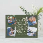 A Thrill of Hope Green Religious 4 Photo Collage Feestdagenkaart (Staand voorkant)