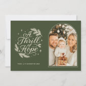 A Thrill of Hope Green Religious Arch Photo Feestdagenkaart (Voorkant)
