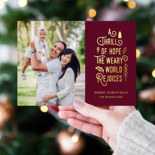 A Thrill of Hope   Moderne kerstfoto Folie Feestdagenkaart